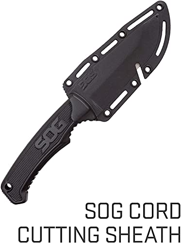 SOG Survival Knife with Sheath - Field Knife Fixed Blade Knives 4 Inch Tactical Knife and Bushcraft Knife w/Full Tang Hunt...