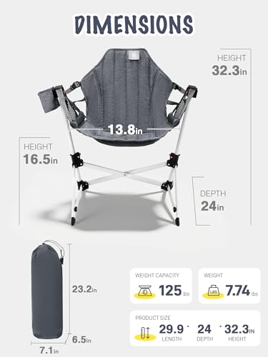 EVER ADVANCED Kids Hammock Chair Foldable, Kids Camping Chair with Stand Portable, Hammock Swing Chair with Cup Holder, Ch...