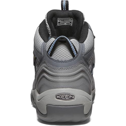 KEEN Women's Headout Mid Height Waterproof All Terrain Hiking Boots, Steel Grey/Blue Heaven, 7 US