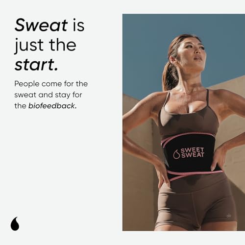 Sports Research Sweet Sweat Waist Trimmer (Core Series) - Premium Sweat Enhancing Fitness Band for Women & Men - Adjustable Fit · Latex-Free Neoprene - Pink Logo, Small
