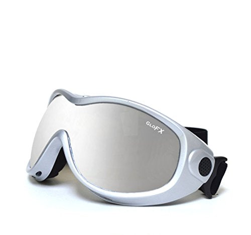 GloFX Ski Goggles - Cyberpunk Reflective Glasses, Full-Face Design, Comfort Foam Padding, Adjustable Strap, UV Protection