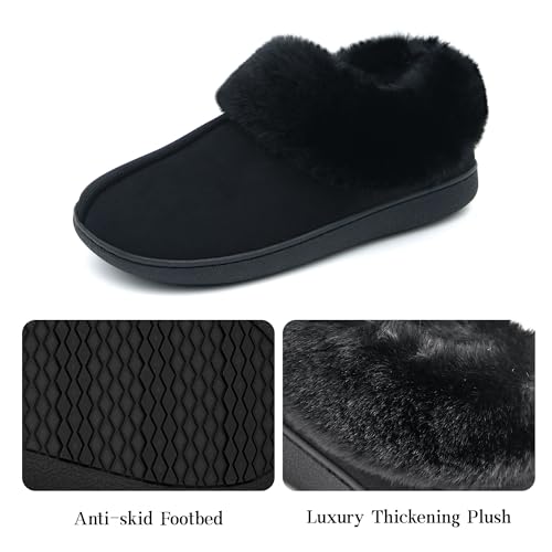 Jerzmy House Slippers for Women, Memory Foam Fuzzy Woman Slippers Suede Faux Fur with Arch Support Plush Lining Collar, Co...