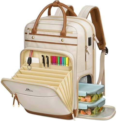 MATEIN Teacher Backpack with Lunch Compartment Detachable, 15.6 Inch Laptop Backpack with USB Port & Organized Pocket, Col...