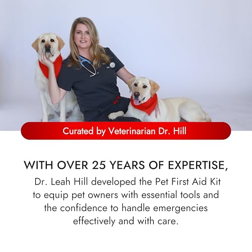 PetVet Medic Cat & Dog First Aid Kit - Dog Emergency Kit, Health Supplies & Wound Care -with Thermometer, Bandages for Wou...