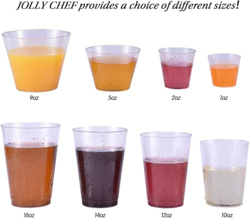 JOLLY CHEF 5 oz 100 Pack Small Glitter Disposable Cups, Glitter Plastic Cups, Disposable Plastic Shot Glasses Perfect for ...