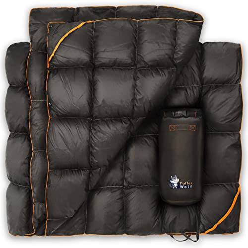 Puffer Wolf | Extra Large Double Insulated Outdoor Camping Blanket | 2X Puffy, Warm, Packable, Weatherproof, Durable, and ...