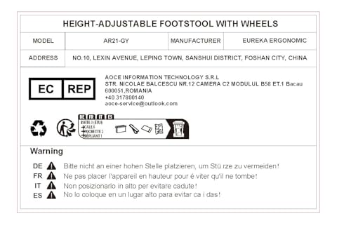 EUREKA ERGONOMIC Height Adjustable Foot Stool,19x18'' Large Seat Under Desk Footrest,Swivel Rolling Chair W Sturdy Wheels,Ottoman Stool Simple Meeting Chair for Home Office,Grey