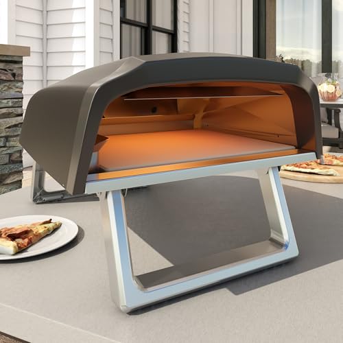 Commercial Chef Outdoor Gas Pizza Oven – Portable Propane Pizza Maker with Door, Peel, Stone, Cutter, and Cover - L-Shaped...