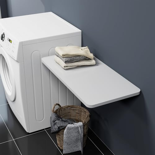 Neoaider Upgrade Wall Mounted Folding Table 31.5”L x 15.7”W, Laundry Folding Table with Heavy Duty Metal Collapsible Shelf...
