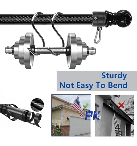 5FT/6FT Outdoor Flag Pole for House, Carbon Fiber Design Heavy Duty Flagpole with Tangle Free Spinning Grommets, High Wind...