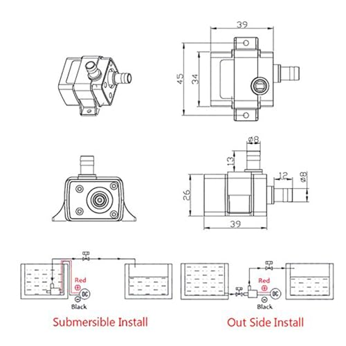 hiBCTR 5-Pack 12V Brushless Water Pump 240L/H 3M Lift, 4.2W Ultra-Quiet Submersible Pump for Aquariums/Fish Tanks/Swimming...
