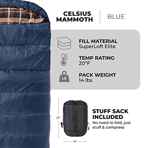 Teton Mammoth Queen Size Double Sleeping Bag- A Warm Bag The Whole Family can Enjoy – Great for Camping, Hunting and Base ...