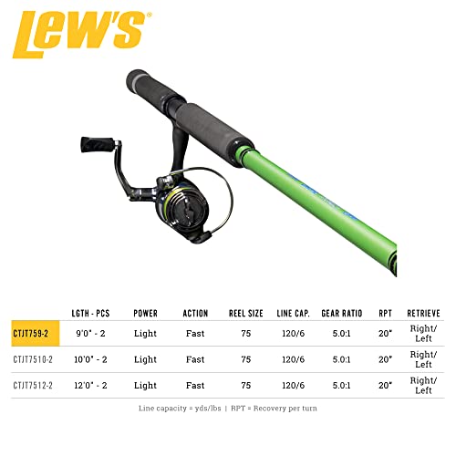 Lew's Crappie Thunder Spinning Reel and Fishing Rod Combo, 2-Piece IM6 Graphite Blank, Size 75 Reel, Right or Left-Hand Re...