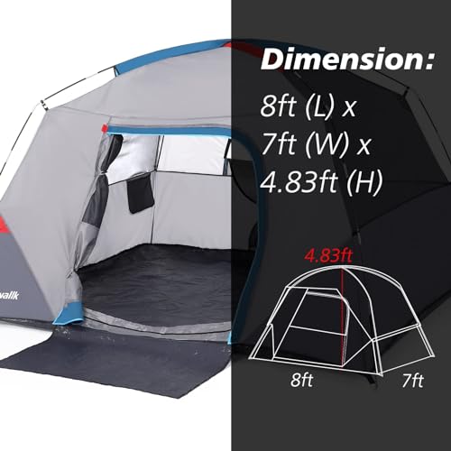 Camping Tent, Tent for Camping, Easy Set up Camping Tent 4 Person and 6 Person for Hiking Backpacking Traveling Outdoor, L...