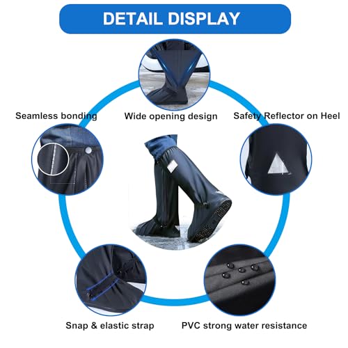 YUEYA Waterproof Shoe Covers for Rain, Outdoor Cycling Non-Slip Rain Boots Covers Foldable Reusable Overshoes with Reflect...