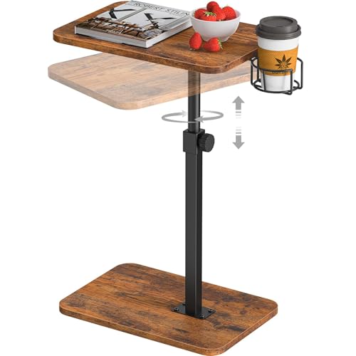 Giikin TV Tray Table, 360° Swivel Height Adjustable TV Trays for Eating on Couch,Sofa Armrest Side Table for Small Spaces ...