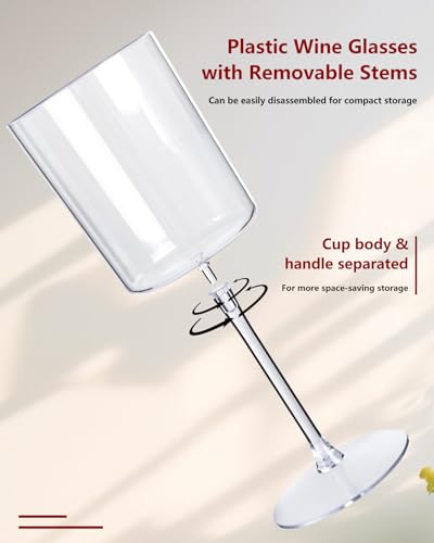 YOUBET 36 Pack Clear Plastic Wine Glasses - 10 OZ Disposable Square Wine Glasses with Stem for Wedding & Party & Anniversary