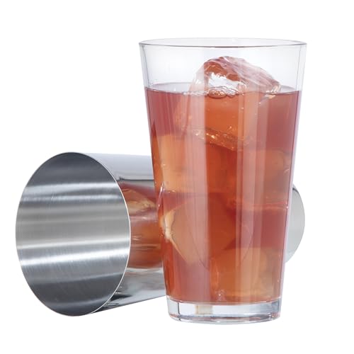 OGGI Boston Cocktail Shaker - Glass/Stainless Steel, 17oz/24oz - Classic Professional Design, Home Bar Boston Style Drink ...