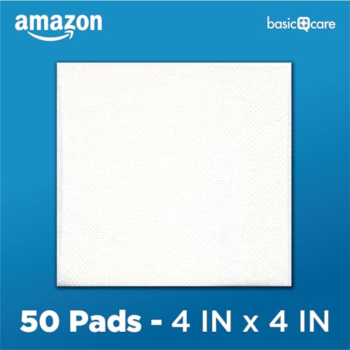 Amazon Basic Care Gauze Pads, 4x4 inches Sterile Medical Wound Dressing Sponges for Cleaning, Covering, & Cushioning Cuts...