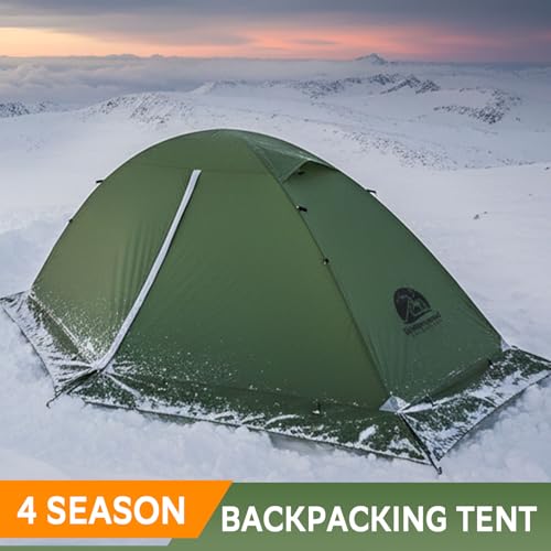 2-Person 4 Season Tent for Backpacking - Winter Waterproof Cold Weather Tent for Two Person, Easy Set Up Lightweight Shelt...