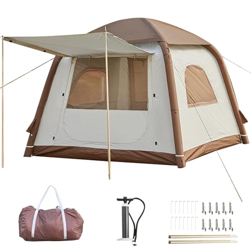 Inflatable Camping Tent, 2/4/6/8 Person Glamping Inflatable Tents for Camping, 2025 Update Zipper Door Easy Setup Blow Up ...