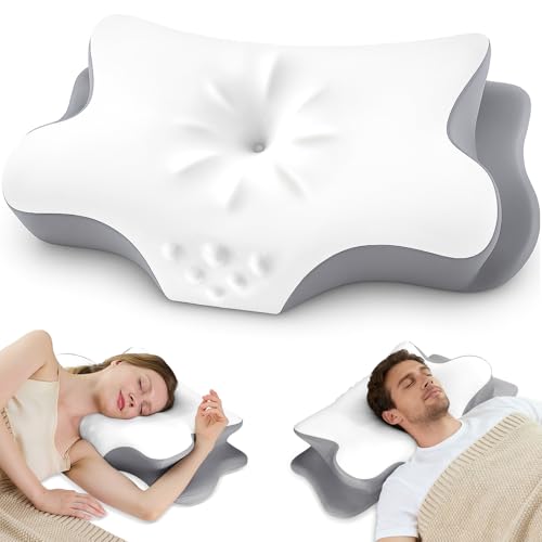 Cervical Neck Pillow for Pain Relief – Ergonomic Memory Foam Pillow for Side Sleeper Contour Orthopedic Bed Pillow for Nec...