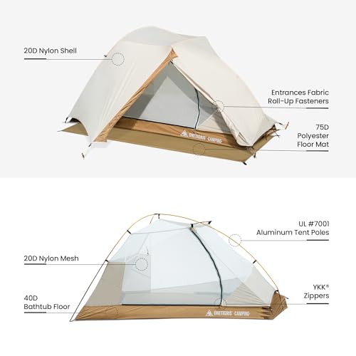 OneTigris Mona Ultralight 1 Person Tent, 3 Season Tent Waterproof for Camping Hiking Backpacking Trekking 3000mm Waterproof