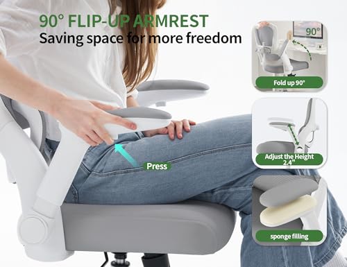 Veratric Ergonomic Office Chair: 400LBS Office Computer Desk Chair with High Back Mesh and Adjustable Lumbar Support Rolli...