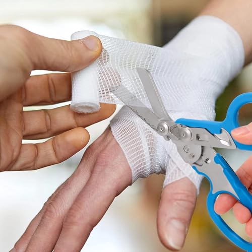 6 in 1 trauma shears, Folding Retractable Emergency Shears, Outdoor Camping Tools, Seat Belt Cutter, Oxygen Cylinder Wrenc...