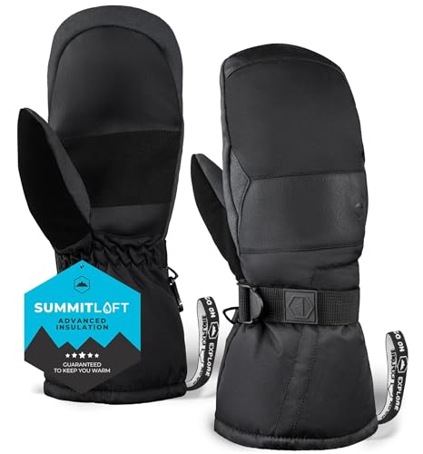 Tough Outdoors Adult Ski Mittens - Waterproof Winter Gloves Men & Women - Thermal Fleece Lining for Cold Weather Gear