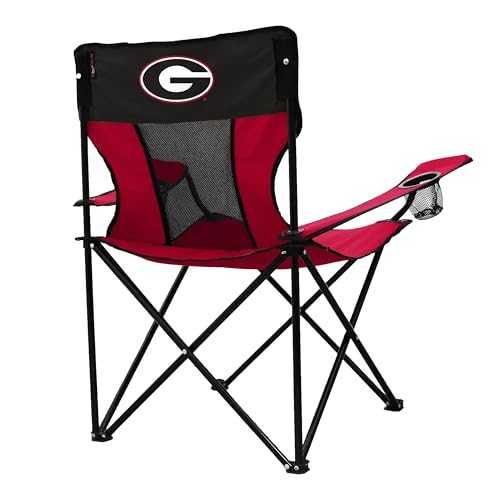 Logo Brands NCAA Georgia Bulldogs Elite Portable Chair - Premium Outdoor Chair with Cup Holder, Powder-Coated Steel Frame,...