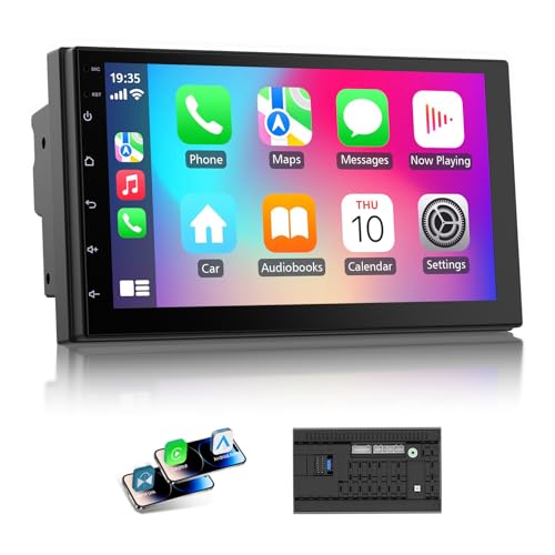 Haudio 7" Double Din Car Stereo with Wireless Apple CarPlay & Android Auto, Touch Screen Bluetooth Car Radio, GPS Navigati...