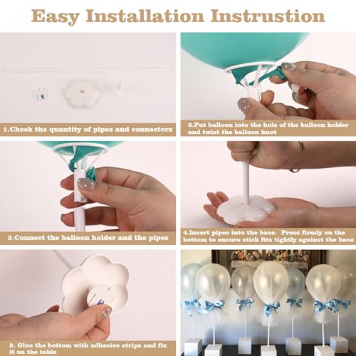 Sakolla 10 Sets Balloon Stick Stand, Holder with Base for Table Desktop Centerpiece, Birthday Party, Wedding, Baby Shower ...