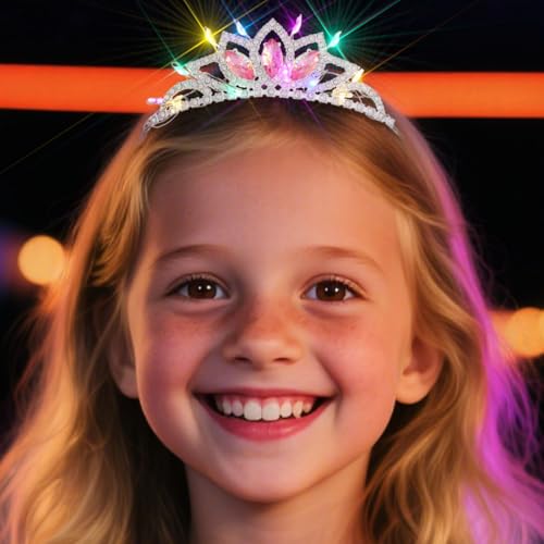 Kilshye Light Up Tiara LED Rhinestone Tiaras Headband (Pink)