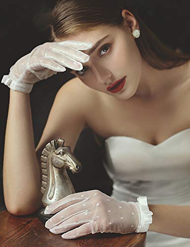 QRBTSCL Short Lace Gloves Tea Party Gloves Costumes Glove for Wedding Dinner Party