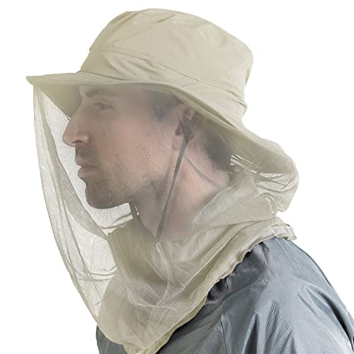 Peicees 2Pcs Head Net Hats for Men Women Adventure Fishing Hat Safari Hat for Hunting Camping Hiking, Beige and Khaki