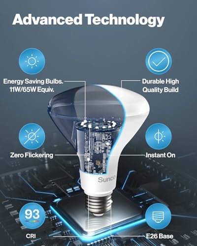 Sunco 6 Pack BR30 Light Bulbs LED, Recessed Can Light Bulbs, Indoor Flood Bulb, 850 LM, 11W (65W Equivalent), 5000K Daylig...