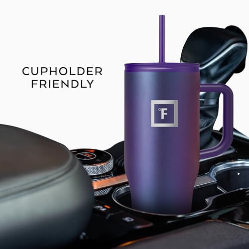 IRON °FLASK Co-Pilot Insulated Mug w/Straw & Flip Cap Lids - Cup Holder Bottle for Hot, Cold Drink - Leak-Proof - Water, C...