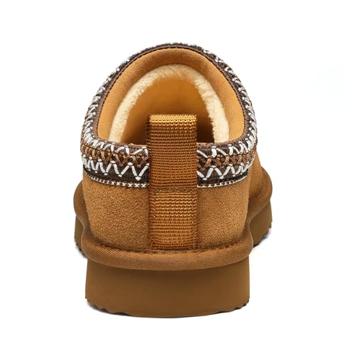 bebealy Genuine Suede Fuzzy Slippers for Women Winter Warm House Shoes Cozy Mini Boots for Indoor Outdoor