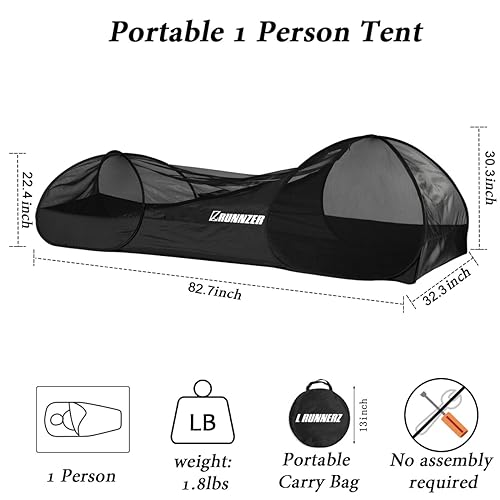 L RUNNZER Single Person Pop Up Tent, 1 Person Mosquito Net Tent