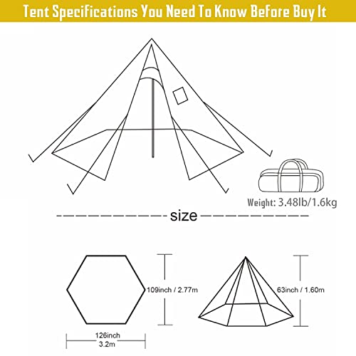FIREHIKING Hot Camping Tent - Ultralight Tepee With Stove Jack for 1-2 Adults