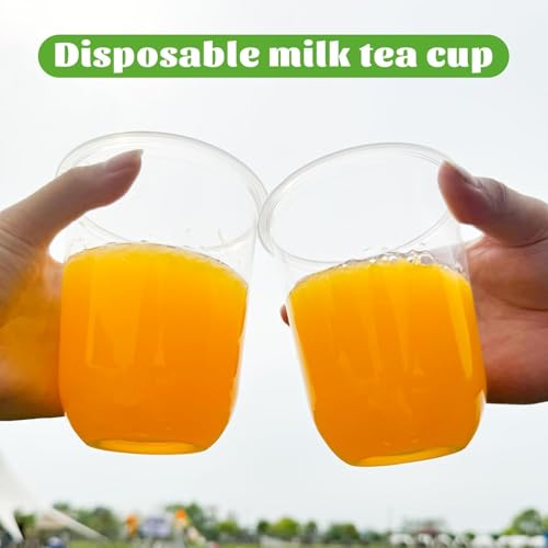 LIANGYUNZE 150 Pcs Disposable Stemless Clear Plastic Cups 16OZ NATURAL Arc Plant Based wine glasses For Parties Weddings B...