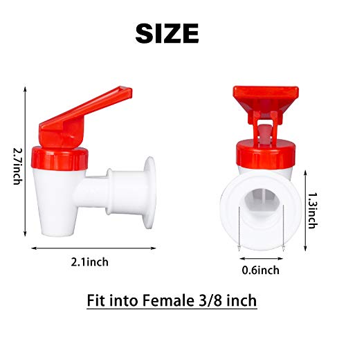 4 Pack Replacement Water Dispenser Faucets - 2 Red & 2 Blue Plastic Spigots, 3/8 Inch Internal Thread, BPA-Free for Water ...