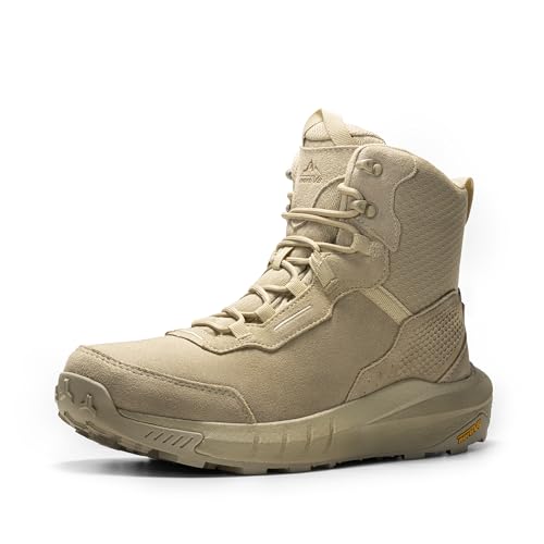 NORTIV 8 Men's Waterproof Tactical Work Winter Boots Cushion Sole Lightweight Leather Non-Slip Combat Boots with Arch Supp...