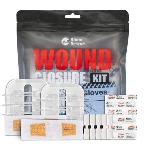 RHINO RESCUE Wound Closure Kit, 3 Types Butterfly Bandages with Bandages, Triple Antibiotic Ointment, Wound Closure Strip...