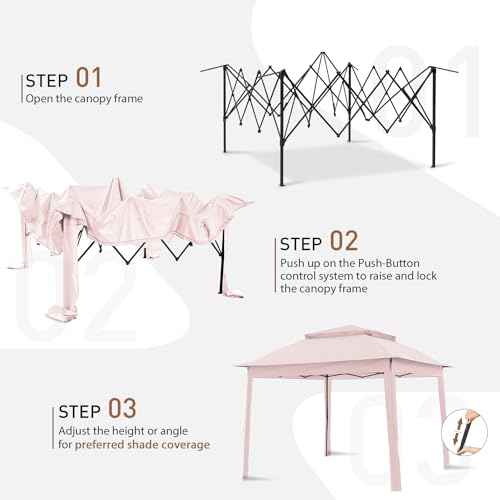 COOS BAY 11x11 Pop-Up Instant Gazebo Tent with Mosquito Netting Outdoor Canopy Shelter with 121 Square Feet of Shade (Pink)