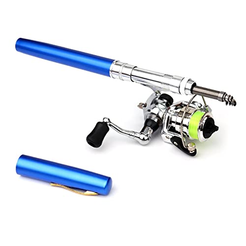 doorslay Pen Fishing Rod Kit Mini Fishing Pole Pocket Pen Rod Set Fishing Rod Pen Portable Telescopic Fishing Rod with Spi...