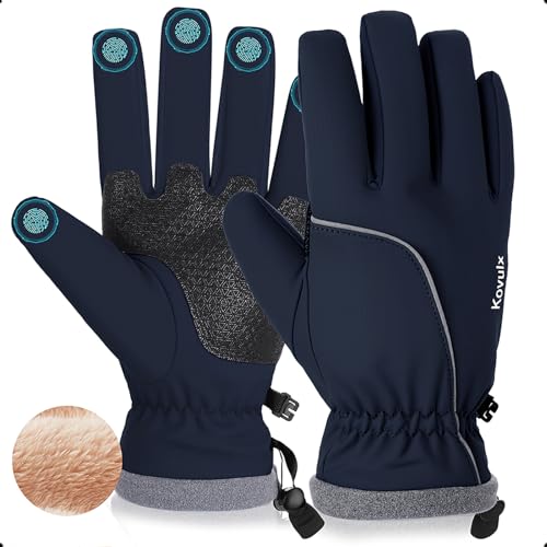 Kovulx Winter Gloves Warm for Men & Women - Waterproof Touchscreen Outdoor Thermal Gloves with Plush Lining/Adjustable Wri...