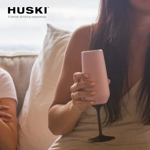 Huski Champagne Flute | NEW | Award-winning Design with Detachable Stem | Premium Stainless Steel Champagne Glass with Lid...