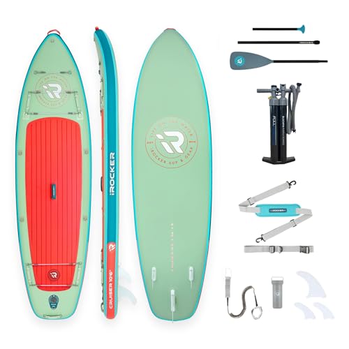 iROCKER Cruiser 7.0 Inflatable Stand Up Paddle Board Premium SUP and Accessories - Beginner Friendly - Extra Wide Base - T...
